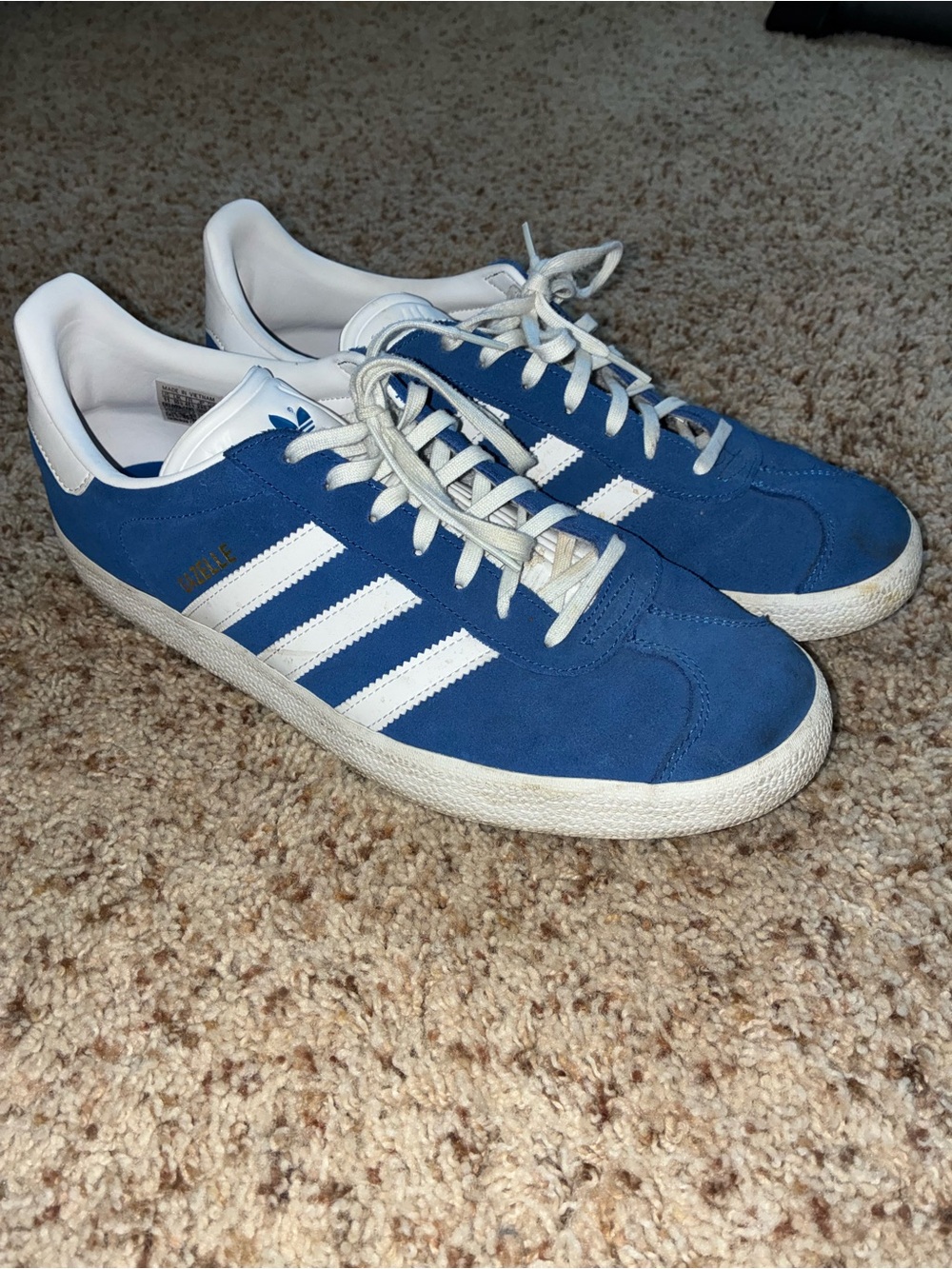 adidas Blue Suede Low-Top Sneakers with White Stripes